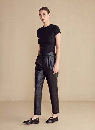 Brooks Brothers Bisiklet Yaka Siyah Kadın T-Shirt BBSS25FTS007