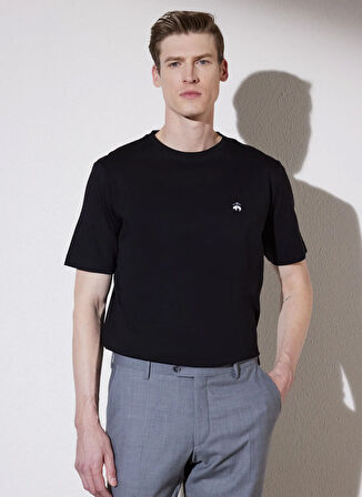 Brooks Brothers Bisiklet Yaka Siyah Erkek T-Shirt BBSS25MTS004
