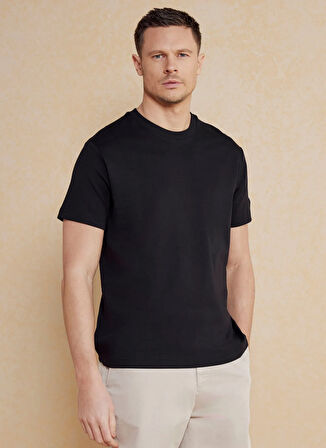 Brooks Brothers Bisiklet Yaka Siyah Erkek T-Shirt BBSS25MTS011