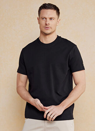 Brooks Brothers Bisiklet Yaka Siyah Erkek T-Shirt BBSS25MTS011