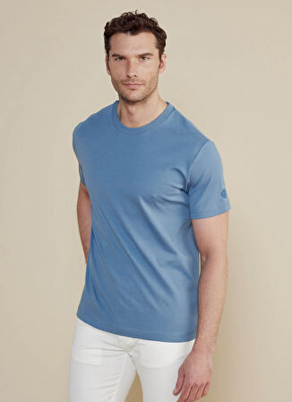 Brooks Brothers Bisiklet Yaka Mavi Erkek T-Shirt BBSS25MTS011