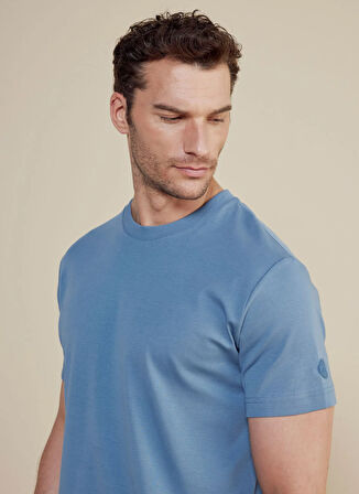 Brooks Brothers Bisiklet Yaka Mavi Erkek T-Shirt BBSS25MTS011