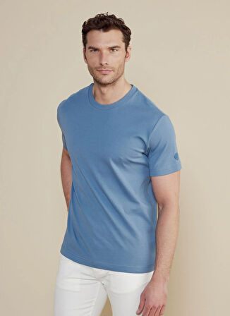 Brooks Brothers Bisiklet Yaka Mavi Erkek T-Shirt BBSS25MTS011