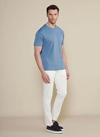 Brooks Brothers Bisiklet Yaka Mavi Erkek T-Shirt BBSS25MTS011