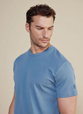 Brooks Brothers Bisiklet Yaka Mavi Erkek T-Shirt BBSS25MTS011