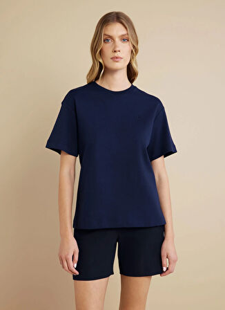 Brooks Brothers Bisiklet Yaka Lacivert Kadın T-Shirt BBSS25FTS003