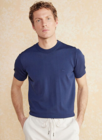 Brooks Brothers Bisiklet Yaka Standart Lacivert Erkek Kazak BBSS25MKL008