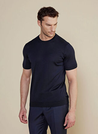 Brooks Brothers Bisiklet Yaka Standart Lacivert Erkek Kazak BBSS25MKL018