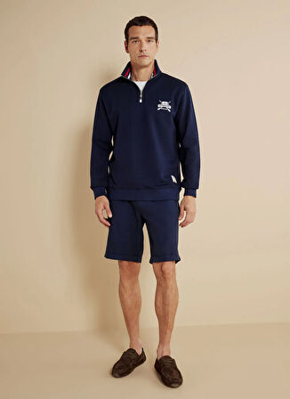 Brooks Brothers Bato Yaka Lacivert Erkek Sweatshırt BBSS25MSW002