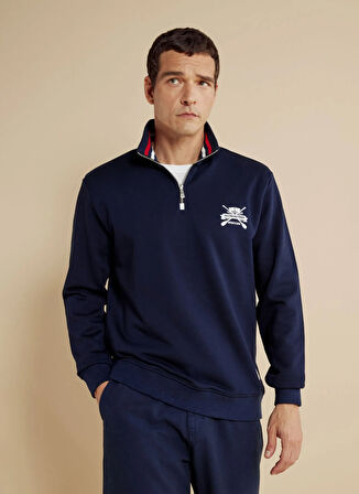Brooks Brothers Bato Yaka Lacivert Erkek Sweatshırt BBSS25MSW002