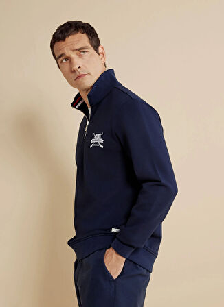 Brooks Brothers Bato Yaka Lacivert Erkek Sweatshırt BBSS25MSW002
