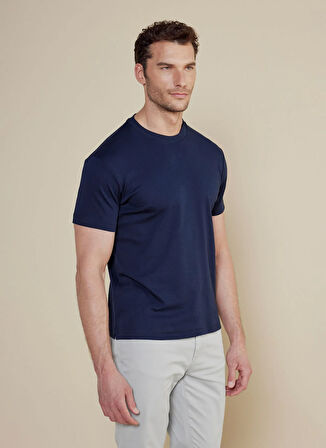 Brooks Brothers Bisiklet Yaka Lacivert Erkek T-Shirt BBSS25MTS011