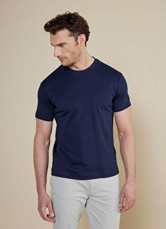 Brooks Brothers Bisiklet Yaka Lacivert Erkek T-Shirt BBSS25MTS011