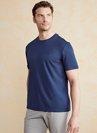 Brooks Brothers Bisiklet Yaka Lacivert Erkek T-Shirt BBSS25MTS017