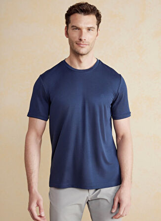 Brooks Brothers Bisiklet Yaka Lacivert Erkek T-Shirt BBSS25MTS017