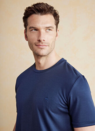 Brooks Brothers Bisiklet Yaka Lacivert Erkek T-Shirt BBSS25MTS017