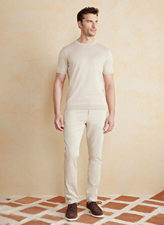 Brooks Brothers Bisiklet Yaka Standart Bej Erkek Kazak BBSS25MKL018