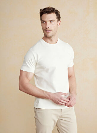 Brooks Brothers Bisiklet Yaka Bej Erkek T-Shirt BBSS25MTS011