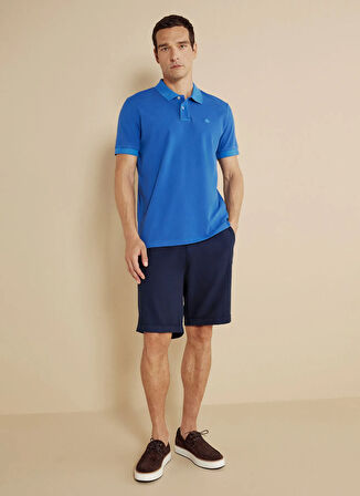 Brooks Brothers Polo Yaka Saks - Mavi Erkek T-Shirt BBSS25MTS003