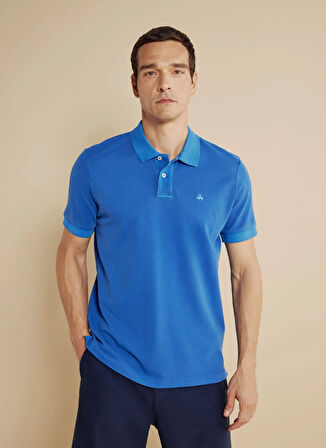 Brooks Brothers Polo Yaka Saks - Mavi Erkek T-Shirt BBSS25MTS003