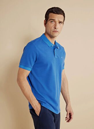 Brooks Brothers Polo Yaka Saks - Mavi Erkek T-Shirt BBSS25MTS003