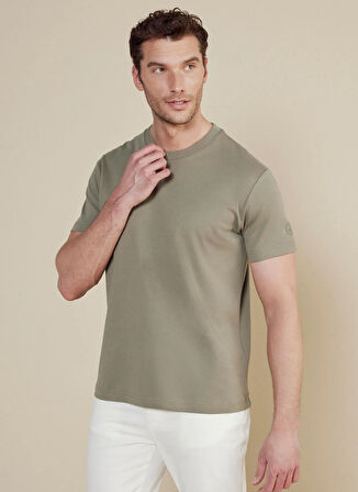 Brooks Brothers Bisiklet Yaka Açık Haki Erkek T-Shirt BBSS25MTS011