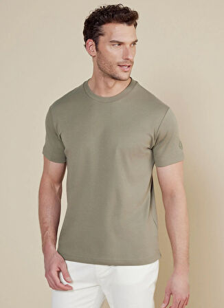 Brooks Brothers Bisiklet Yaka Açık Haki Erkek T-Shirt BBSS25MTS011