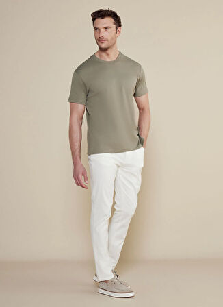 Brooks Brothers Bisiklet Yaka Açık Haki Erkek T-Shirt BBSS25MTS011