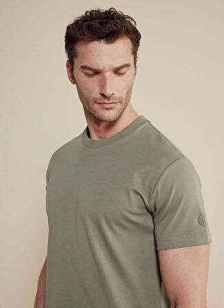 Brooks Brothers Bisiklet Yaka Açık Haki Erkek T-Shirt BBSS25MTS011