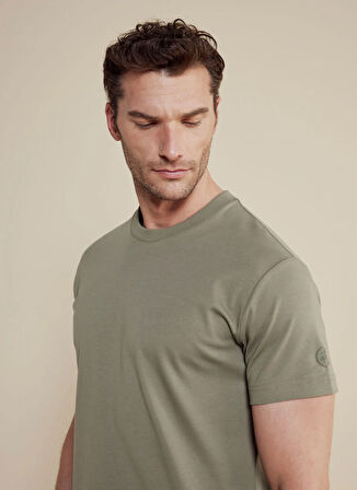 Brooks Brothers Bisiklet Yaka Açık Haki Erkek T-Shirt BBSS25MTS011