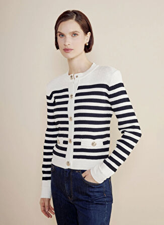 Brooks Brothers Standart Lacivert - Beyaz Kadın Ceket BBSS25FKJ003