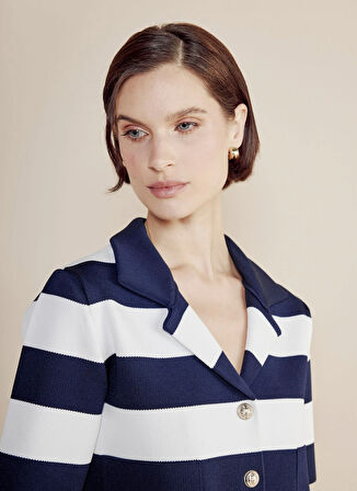 Brooks Brothers Standart Lacivert - Beyaz Kadın Ceket