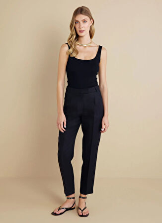 Brooks Brothers Normal Bel Standart Siyah Kadın Pantolon BBSS25FPT006