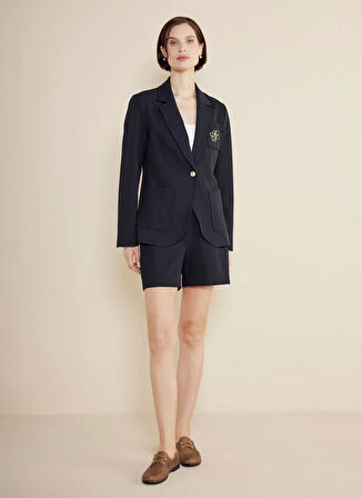 Brooks Brothers Slim Fit Lacivert Kadın Ceket Logo Nakışlı Yarım Astar Mono Blaze