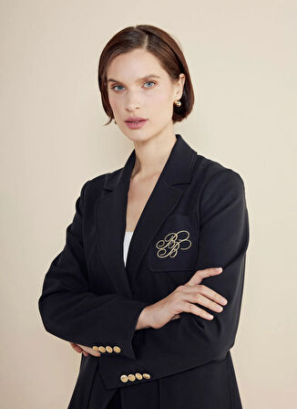 Brooks Brothers Slim Fit Lacivert Kadın Ceket Logo Nakışlı Yarım Astar Mono Blaze