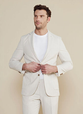 Brooks Brothers Slim Fit Bej Erkek Çizgili Ceket BBSS25MBL010