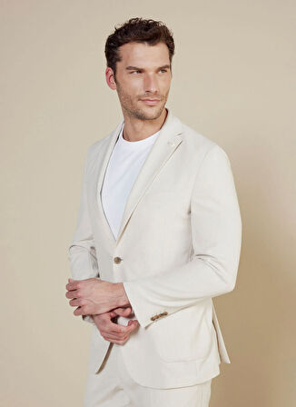 Brooks Brothers Slim Fit Bej Erkek Çizgili Ceket BBSS25MBL010