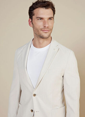 Brooks Brothers Slim Fit Bej Erkek Çizgili Ceket BBSS25MBL010