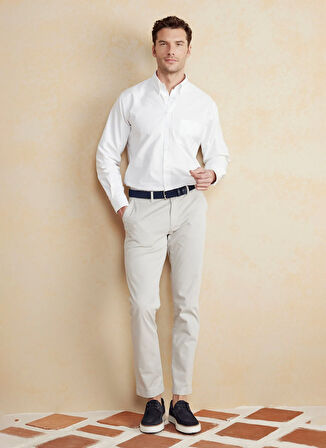 Brooks Brothers Regular Fit Düğmeli Yaka Beyaz Erkek Gömlek BBSS25MSH008