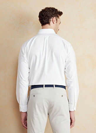 Brooks Brothers Regular Fit Düğmeli Yaka Beyaz Erkek Gömlek BBSS25MSH008