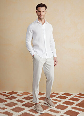Brooks Brothers Slim Fit İtalyan Yaka Beyaz Erkek Gömlek BBSS25MSH014