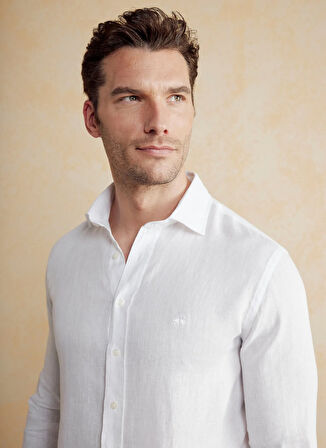 Brooks Brothers Slim Fit İtalyan Yaka Beyaz Erkek Gömlek BBSS25MSH014