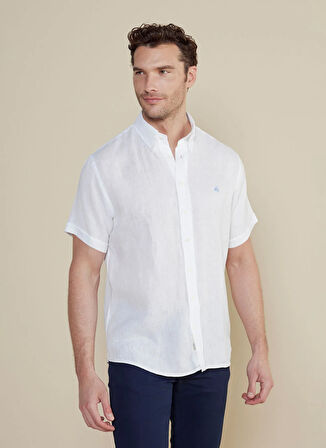 Brooks Brothers Regular Fit Düğmeli Yaka Beyaz Erkek Gömlek BBSS25MSH015