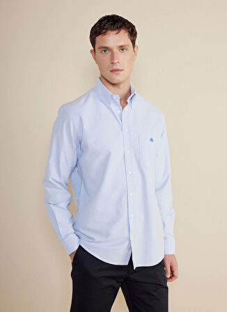 Brooks Brothers Regular Fit Düğmeli Yaka Mavi Erkek Gömlek BBSS25MSH008