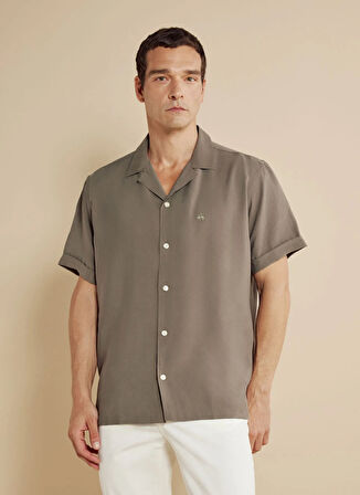 Brooks Brothers Regular Fit Apaş Yaka Haki Erkek Gömlek BBSS25MSH022