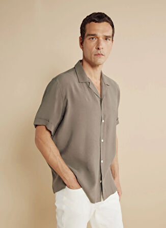 Brooks Brothers Regular Fit Apaş Yaka Haki Erkek Gömlek BBSS25MSH022