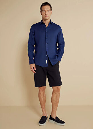 Brooks Brothers Regular Fit Klasik Yaka Lacivert Erkek Gömlek BBSS25MSH004