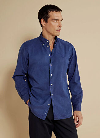Brooks Brothers Regular Fit Düğmeli Yaka Lacivert Erkek Gömlek BBSS25MSH011