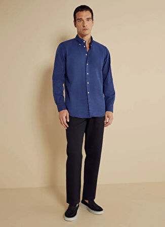 Brooks Brothers Regular Fit Düğmeli Yaka Lacivert Erkek Gömlek BBSS25MSH011