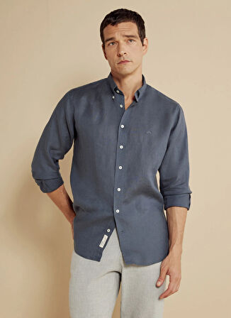 Brooks Brothers Regular Fit Düğmeli Yaka Antrasit Erkek Gömlek BBSS25MSH012